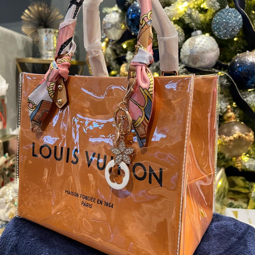 Louis Vuitton Vibrant Orange Tote with Scarf Accents